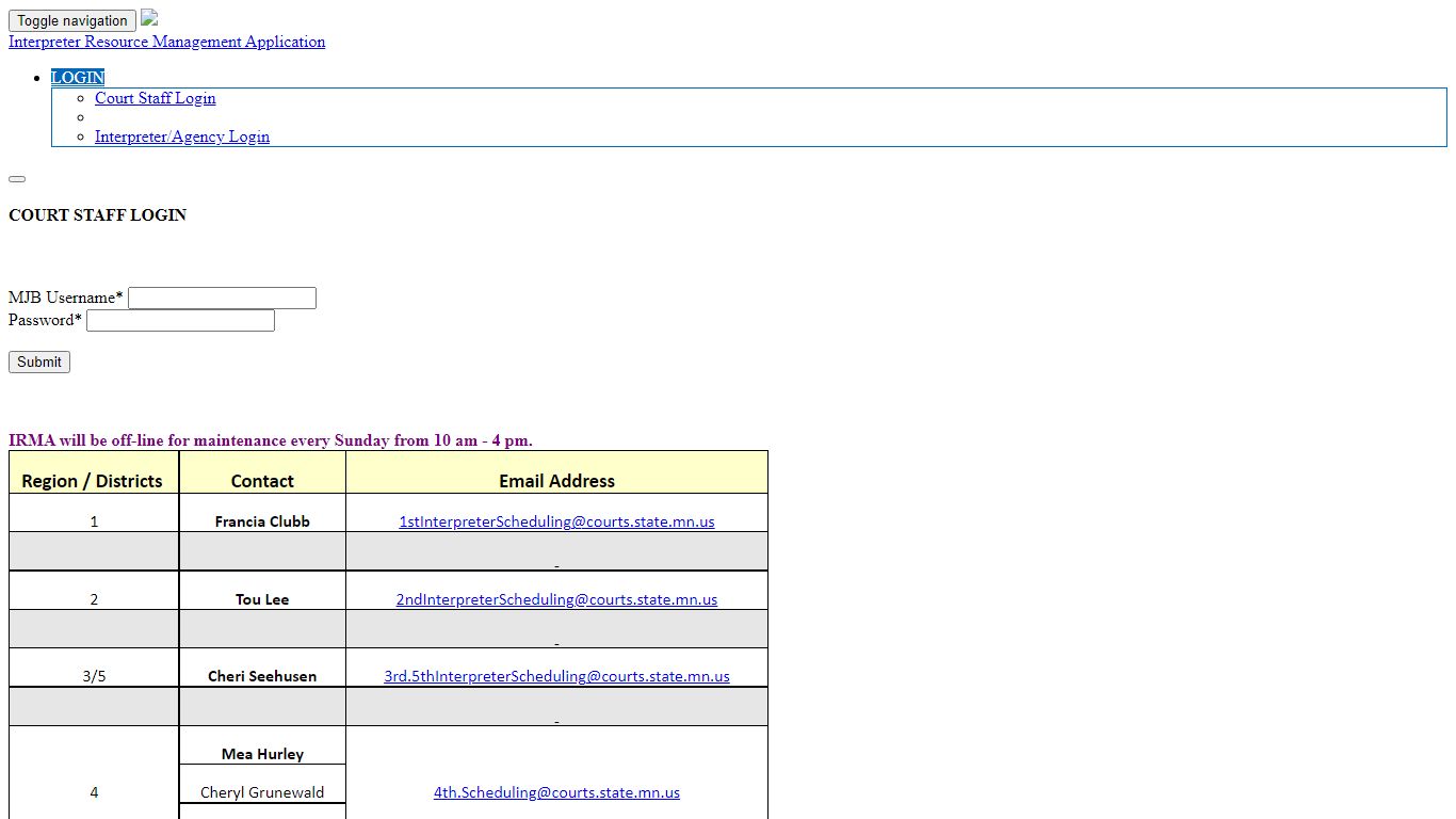 Home Page - Intepreter Resource Management Application